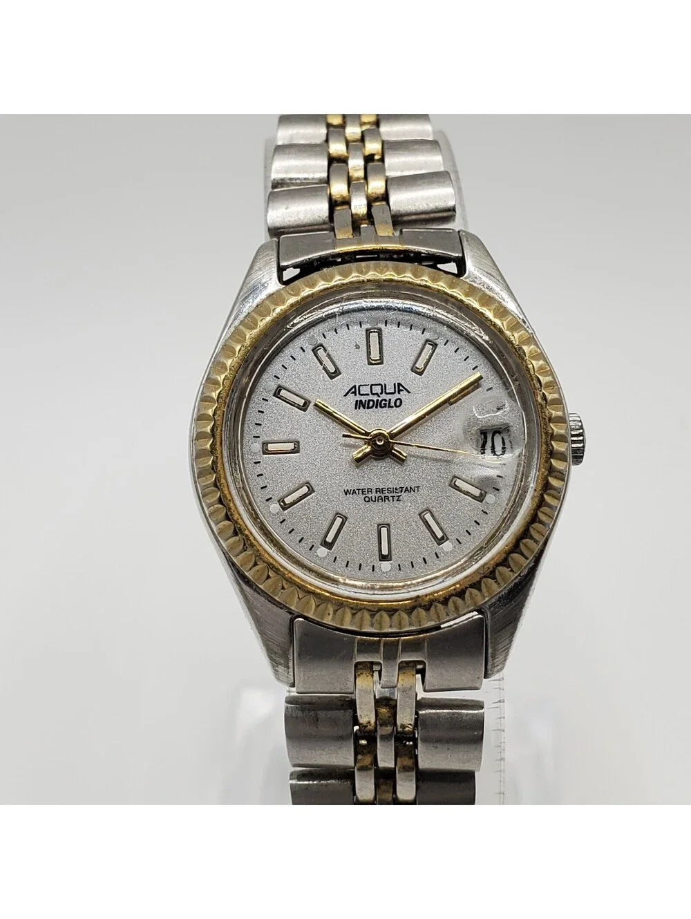 1999 Timex Acqua Indiglo Women 25mm Watch  Two-Tone Date Dial New Battery
